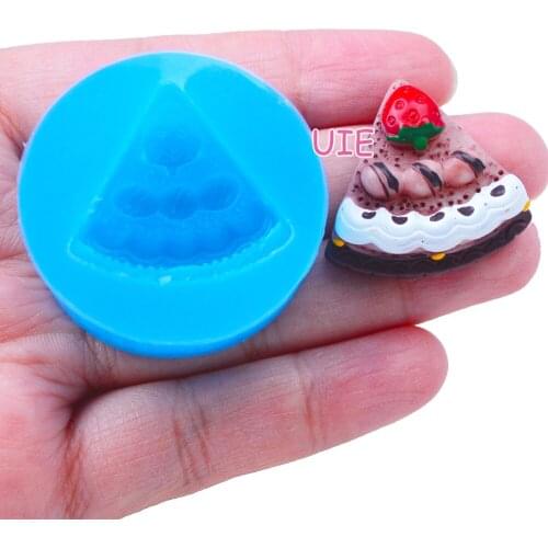 GYL260U 26.2mm x 28.6mm Strawberry Cake Silicone Mold Fondant Cake Decoration Candy Resin Clay Earrings Necklace Craft Soap