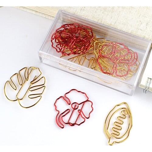 Red Clover Paper Clip Leaf Paperclip Pin Bright Color Christmas Red Paper Clips Decorative Office Table Accessories Cute Clip