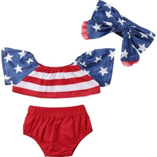 Newborn Kid Baby Girl Summer Top T-shirt+Short Pants Outfit Set Clothes 3pcs Set Baby Clothing Set Summer Short