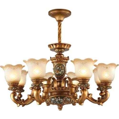 Lustre European Chandelier with Glass For Living Room Antique Lighting Fixtures American Loft Style Restaurant Chandelier Lamps
