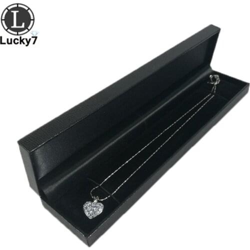 Fashion Black PU Leather Jewelry Display Box Box Necklace Foldable Case Pendant Packaging Gift Box 22.8*5*2.5cm