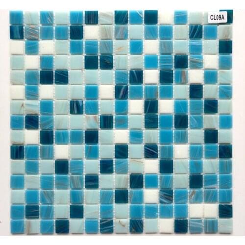 Sea blue gold line texture glass mosaic tile DIY wall background decoration