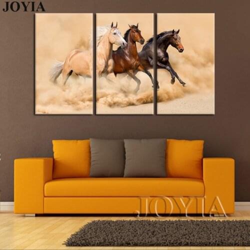 Wall Decor Horse Painting Canvas Print Wall Art 3 Piece Horses Running Wall Art Large For Home Living Bedroom Office No Frame