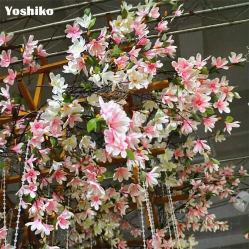 New 88cm silk flower azaleas magnolia artificial flowers bouquet 11 heads For Wedding Home diy vintage Decoration fake flowers