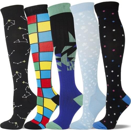 58 Styles Original Novel Compression Socks Men Women Cartoon Fruit Happy Funny Professional Nursing Compression Football Socks