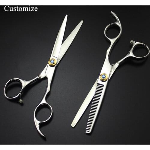 Customize professional japan 440C 6 inch hair salon scissors cutting barber makas scissor Thinning shears hairdressing scissors