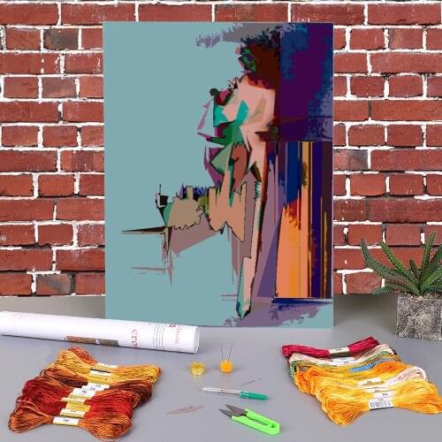 Cubism-remix Cubism-remix Printed Water-Soluble Canvas 11CT Cross Stitch Patterns DIY Embroidery DMC Threads Design