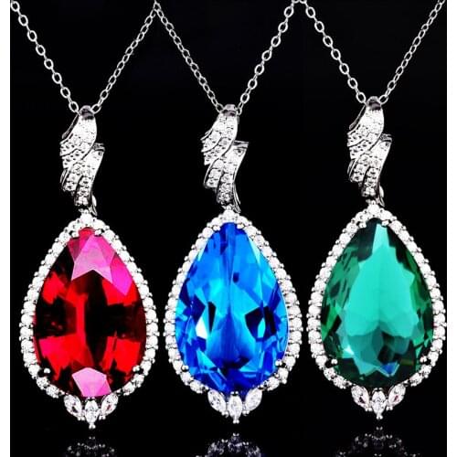 Luxury S925 Jewelry Charm Water Drop Pendant Necklace Europe America Fashion Neck Chain For Women Wedding Party Anniversary Gift
