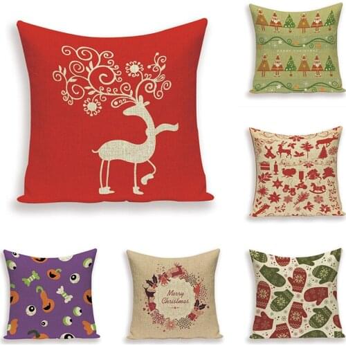 Christmas Cushion Cover Decorative Pillows Covers For Cushions Santa Claus Elk Throw Pillow Covers Pillow Case Decorative