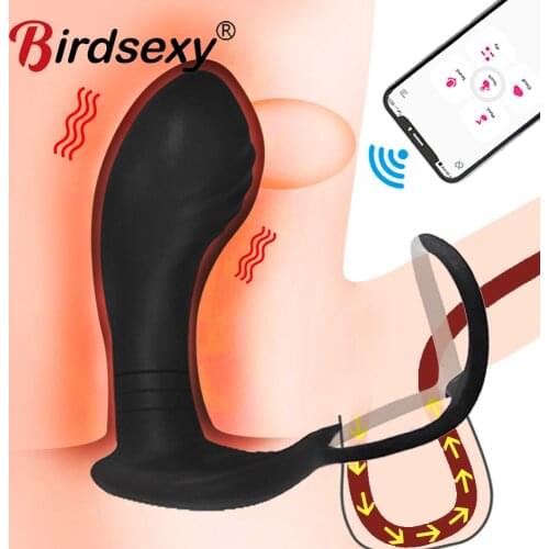 Sex Toys Bluetooth Male Prostate Massage Vibrator Anal Plug Dildo Massager Stimulator Delay Ejaculation Ring Sex Toys For Men