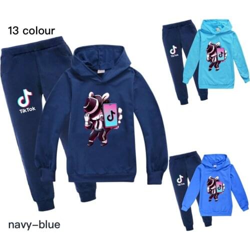 TIK TOK Boys Girls Hoodies Pants Suit Cartoon Childrens Clothing Sweatshirts Casual Fashion Pullover Jogging Pant