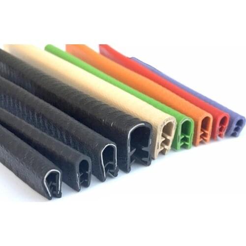 1M U-shaped Sealing Strip Rubber Edging Stainless Steel Edge Sealing Protectio Door Seal Strip Car Dustproof Safety Seals Strips