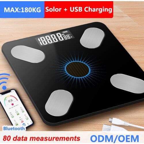 Bluetooth Scales Floor Scientific Body Fat Scale Light Energy USB Charging Smart Electronic LED Digital Weight Bathroom Balance