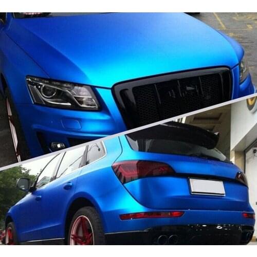 Car Wrap Film SUNICE 50*152cm Matte Blue Satin Chrome Vinyl Self-adhesive Wrapping Foils with Bubble Free DIY Decoration Film