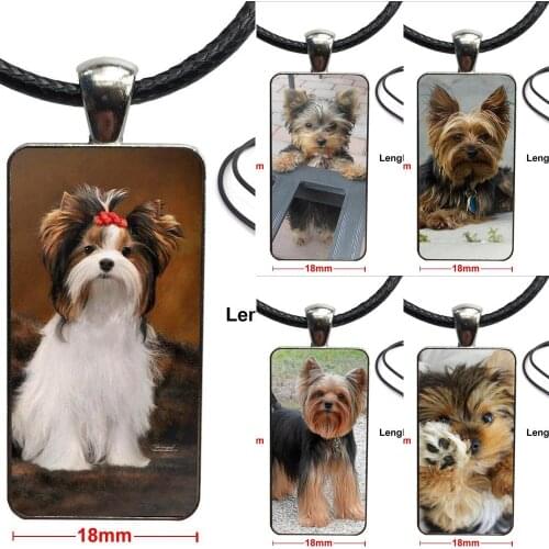Yorkshire Terrier Yorkie Dog Brand Steel Color Jewelry Fashion Statement Necklace Glass Necklaces Pendants For Unisex Party Gift