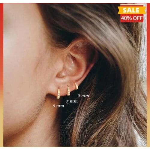 925 Sterling Silver WomenS Earrings Crystal Zircon Small Circle Hoop Earring Jewelry Accessories 2021 Trend Anillo Auricular