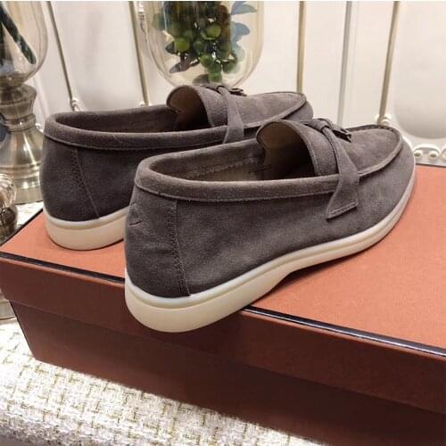 Hot Top Quality Nude Suede Loafers Summer walk shoes Women Metal lock decorate Slip On mules Casual Flat Shoes Runway Shoes