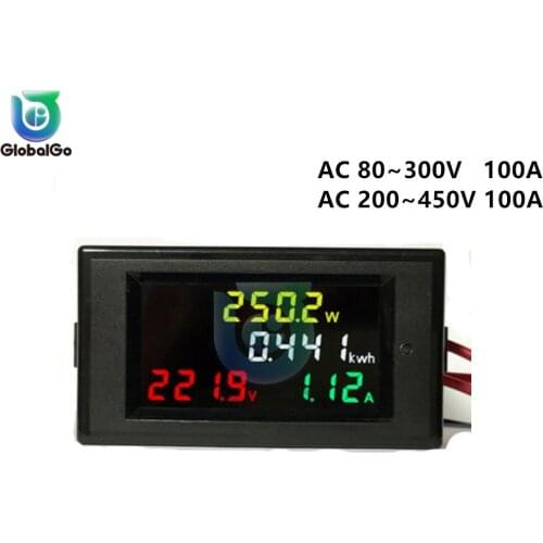 100A Digital Voltmeter AC 40-300V AC 200-450V Voltage Power Energy Meter LED AC Wattmeter Detector Motorcycle Car Home DIY
