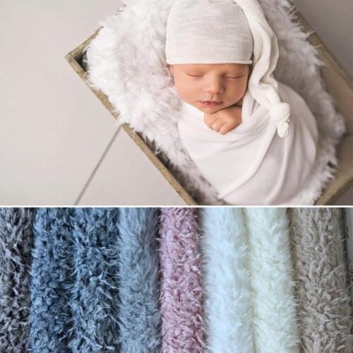 2021 New Newborn Backdrop Faux Fur Flokati Rug Blanket Shoot Studio Accessories Baby Bebe Photography Props For Basket Stuffer