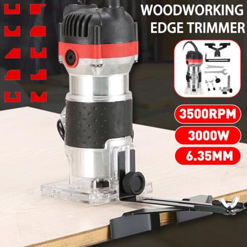 3000W 35000rpm Wood Electric Hand Trimmer Woodworking Engraving Slotting Trimming Hand Carving Machine Wood Router Joiners Set