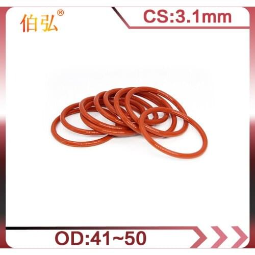 5PCS/lot Red Silicon O-Ring Silicone/VMQ CS3.1mm OD 41/42/43/45/48/50mm Rubber O Ring Seal Gasket Rings Washer