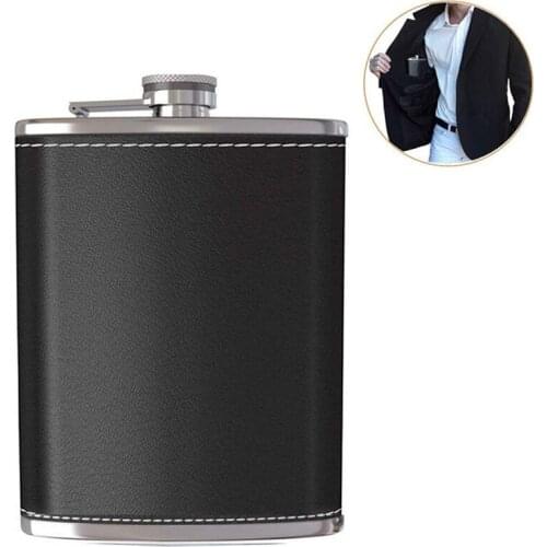 5oz Food Grade Stainless Steel Hip Flask Premium PU Leather Whiskey Flask Portable Mini Alcohol Flask Outdoor Men Wine Bottle