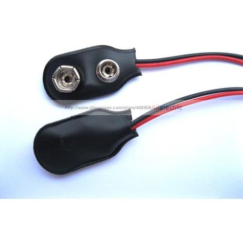 50 Pcs 9 Volt 9V Battery Snap on Clips I Type with 200mm Lead Wire