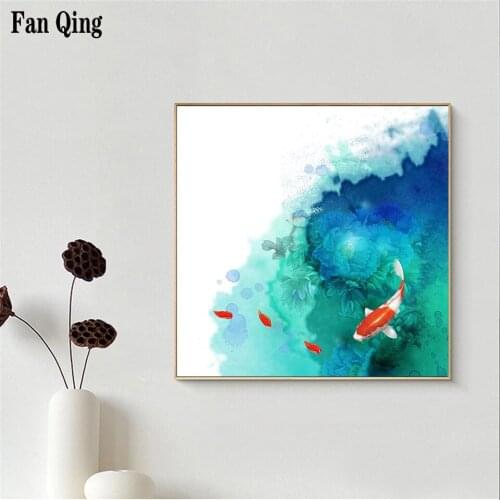 5D DIY abstract diamond painting Fish and peony flower handmade cross stitch set diamond embroidery Mosaic home decoration
