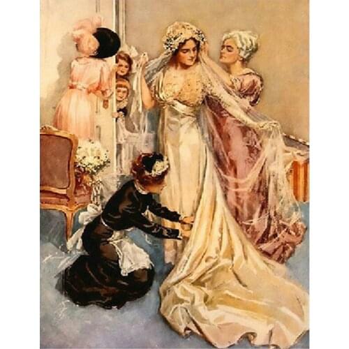 Diamond Embroidery French bride Mosaic Rhinestone Diy Diamond Painting Full Square Round Cross Stitch Wedding decorationZP-3216