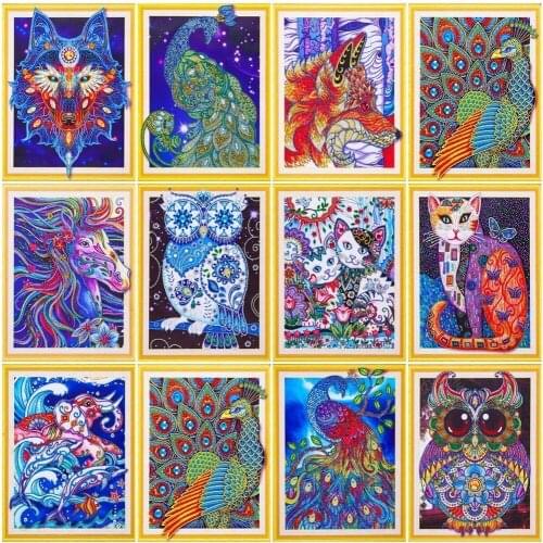 EverShine Special Shape Diamond Painting Owl Diamond Embroidery Animal Picture Rhinestones Full Display Mosaic Diamond Art 40x50