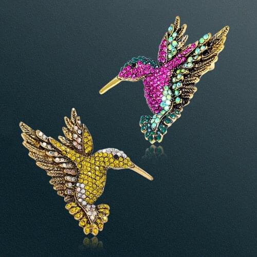 Fashion Hummingbird Brooch Female Colorful Rhinestone Pin Corsage Ladies Elegant Animal Brooches Korea Trendy Accessories