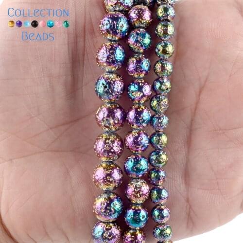 4-10mm Natural Stone Beads Colorful Volcanic Rock Lava Hematite Stone Loose Round Beads For Jewelry Accessories Making Bracelet