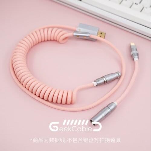 GeekCable Handmade Customized Mechanical Keyboard Data Cable For GMK Theme SP Keycaps For Filco For Varmilo Theme Full Pink