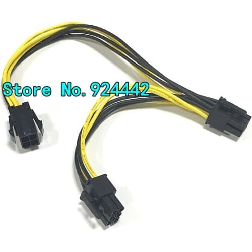 Free shipping CPU 4pin to Dual 6pin PCI-E 6 pin Power Supply extention Cable for Video Card 18AWG Wire 4 pin to 6 pin 20+12cm