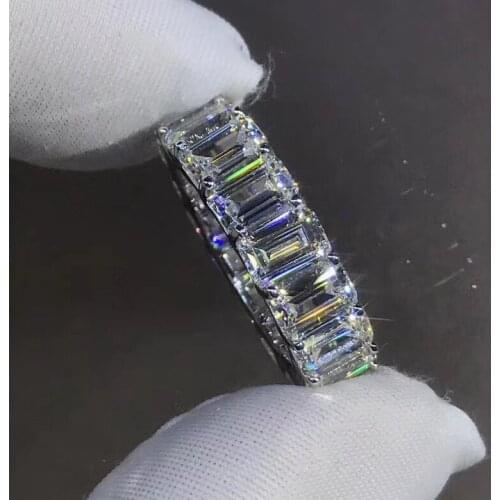 Vecalon Handmade Promise Ring 925 sterling silver Emeald cut AAAAA Cz statement Wedding band rings for women Bridal Jewelry