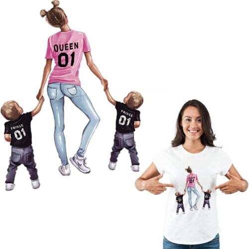 Mother With Boys Sticker Patch 2020 New A-Level Washable T-Shirt Diy Decoration Parches Ropa Sticker Patch Heat Transfer
