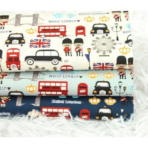 Car Little Person Handmade DIY Bag Garment Dress Cloth Half Yard Thin Cotton Fabric with Cartoon 100% Cotton Children Plain SMTA