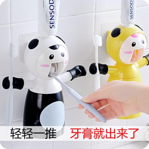 Home Cartoon Toothpaste Dispenser Bathroom Accessories Kawaii Kids Toothbrush Holder Multifuncional Plastic Toothpaste Squeezer