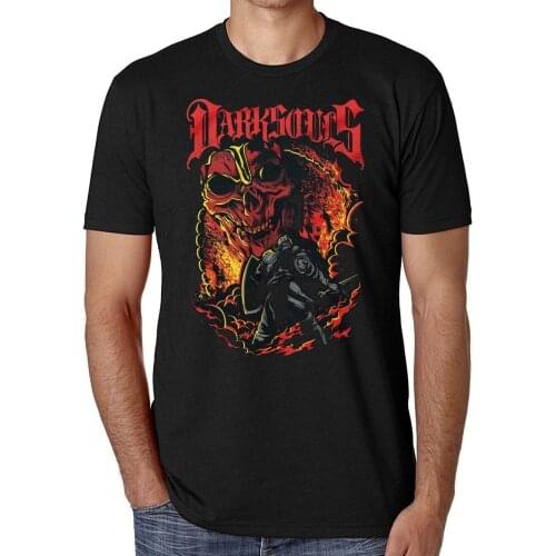 Dark Souls Skull Praise the Sun T Shirt Mens Fashion Clothing Cotton Short Sleeve Tops Gifts Streetwear