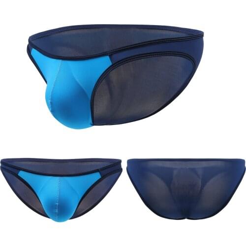 Men Brief Breathable Sexy Ice Silk Triangle Underpants Perspective Erotic Sexy U Convex Underwear Low Rise Gay Briefs