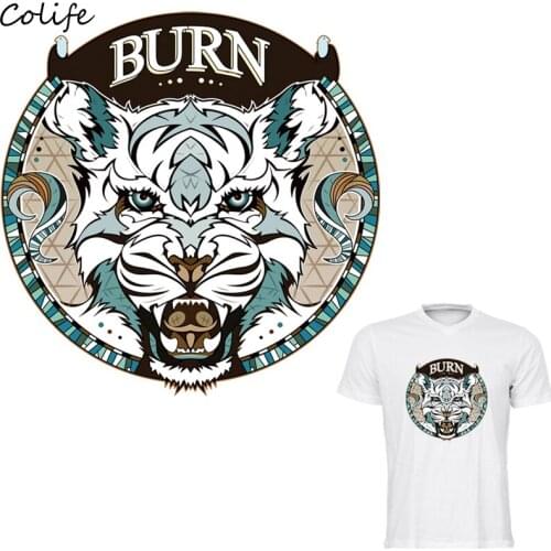 3D Tiger Iron On Patch Clothes Decoration DIY Accessory New Design Washable Print On T-Shirt Patches 20x20cm