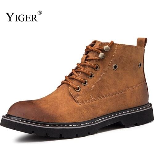 YIGER new mens Martins boots mens causal lace-up boots fashion mens Spring and autumn tooling shoes male Ankle boots 0417