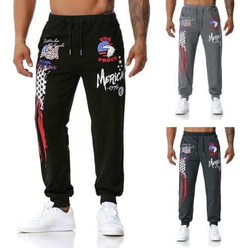 2021 Spring Autumn New Mens USA Printed Jogging Pants Outdoor Sports Football Training Pants