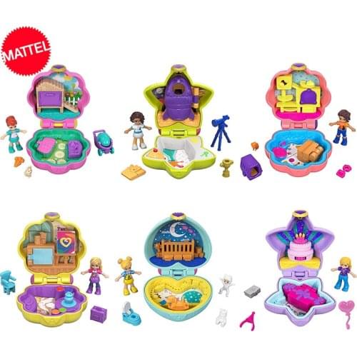 Original Polly Pocket Mini Toys Box World with Accessories Doll Houses Toys for Girls Reborn Juguetes Mini Doll Miniature House