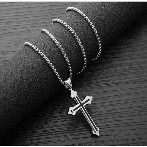 Hip Hop Simple Jesus Cross Necklace Personality Mens Jewelry Pendant Ornaments Female