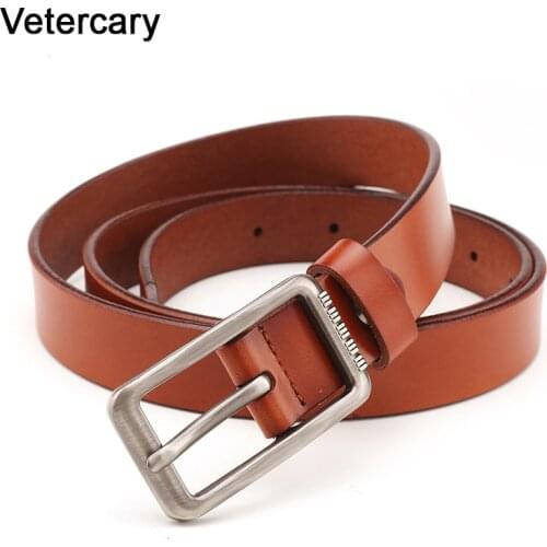 Fashion cow leisure belt real leather vintage pin buckle young belts Casual genuine leather women black cowskin jeans students