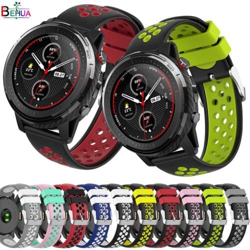 BEHUA Bracelet Watch Band 22MM for huami Amazfit Stratos 3 2 2s pace Silicone Replacement Watchstrap for Huawei Watch 2 Classic