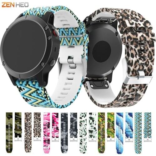 22MM Watchband for Garmin Fenix 5/5 plus for forerunner 935 GPS Watch Quick Release Printed Silicone Easyfit Wrist Band Straps