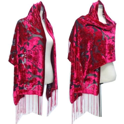 Luxury New Wine Red Velvet Scarf Winter Soft Wedding Accessory Scarf Shawl For Women Daily Wear Ponchos Gift for Lovers