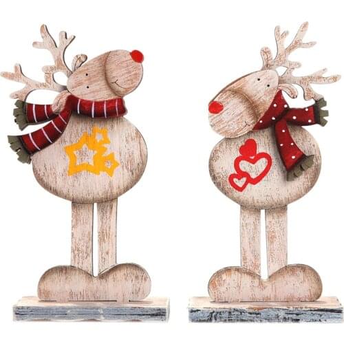 Christmas Elk Decoration, Table Mold, Retro Wood Cartoon Scarf Reusable Kids Gifts Deer Mould 2021 New Year Xmas Home Ornaments